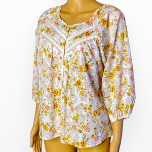 Hester  & Orchard New York Anthropologie Harmony Lace Peasant Blouse Sz S